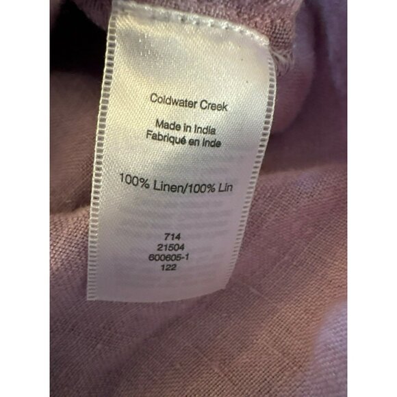 Coldwater Creek Embroidered Linen Tunic In Lavender Size PXL - Picture 4 of 9
